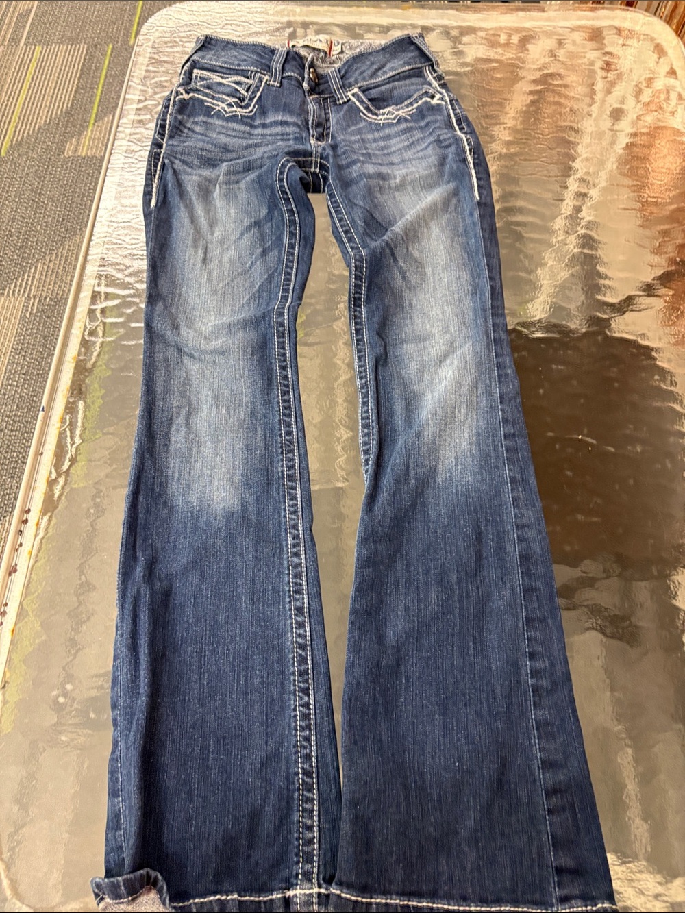 Ariat Women's Blue Flare Jeans with Contrast Stitching